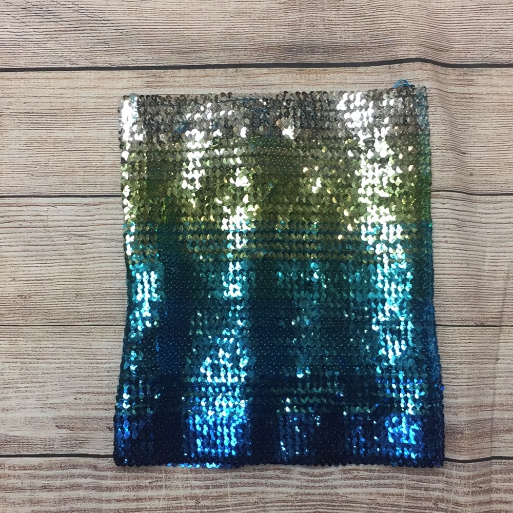Free People Sequin Top in Silver, Green, and Blue